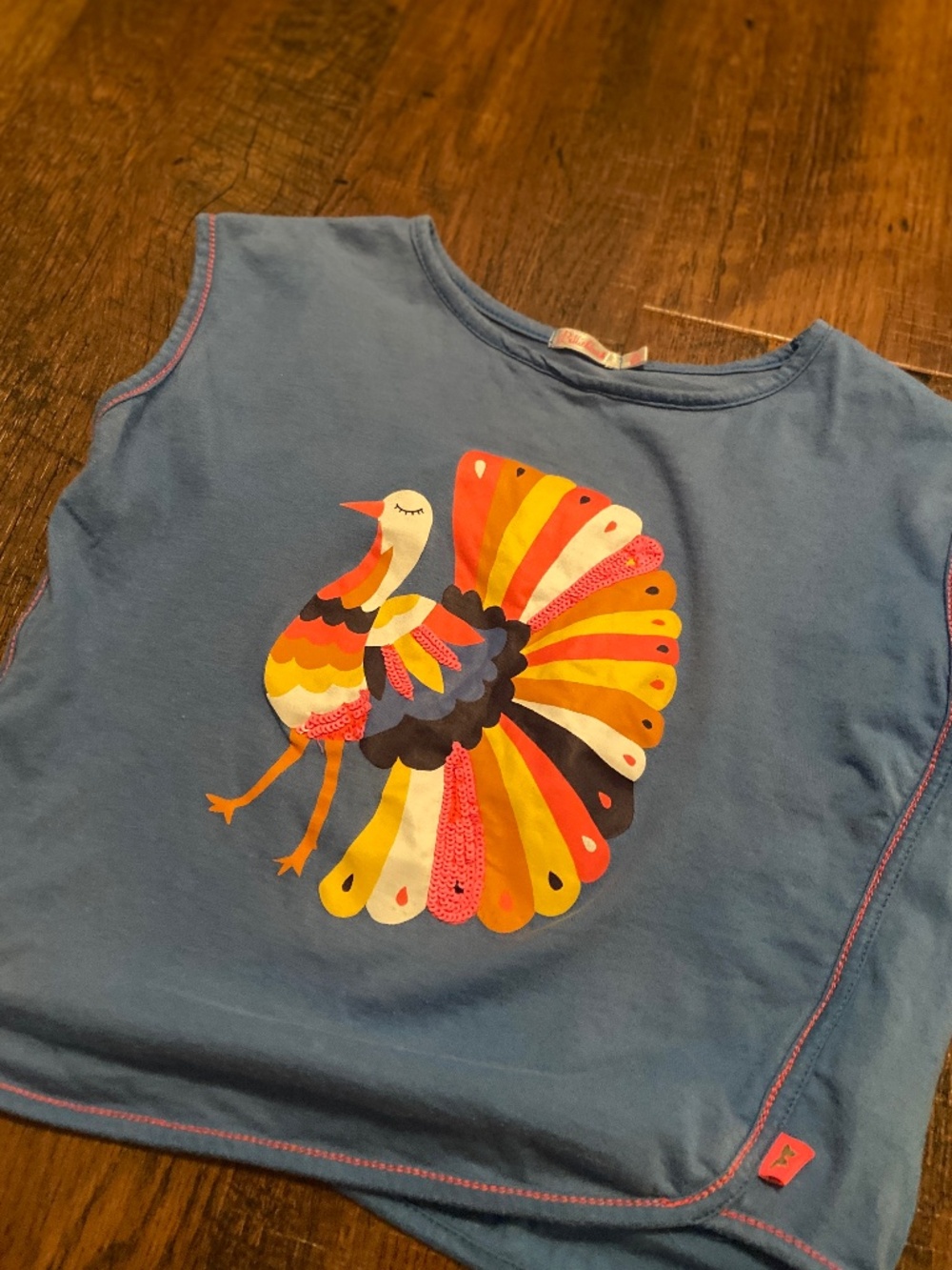 Thanksgiving Turkey Cotton Girls t-shirt 4-5Y Colorful Festive Casual blue Pink